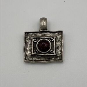 Lia Sophia Silver-Tone Red Cabochon Square Pendant/Slide